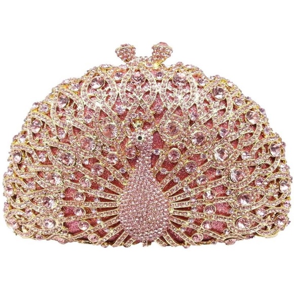 Crystal Peacock Rhinestone Clutch Evening Bag - Picture 6 of 16